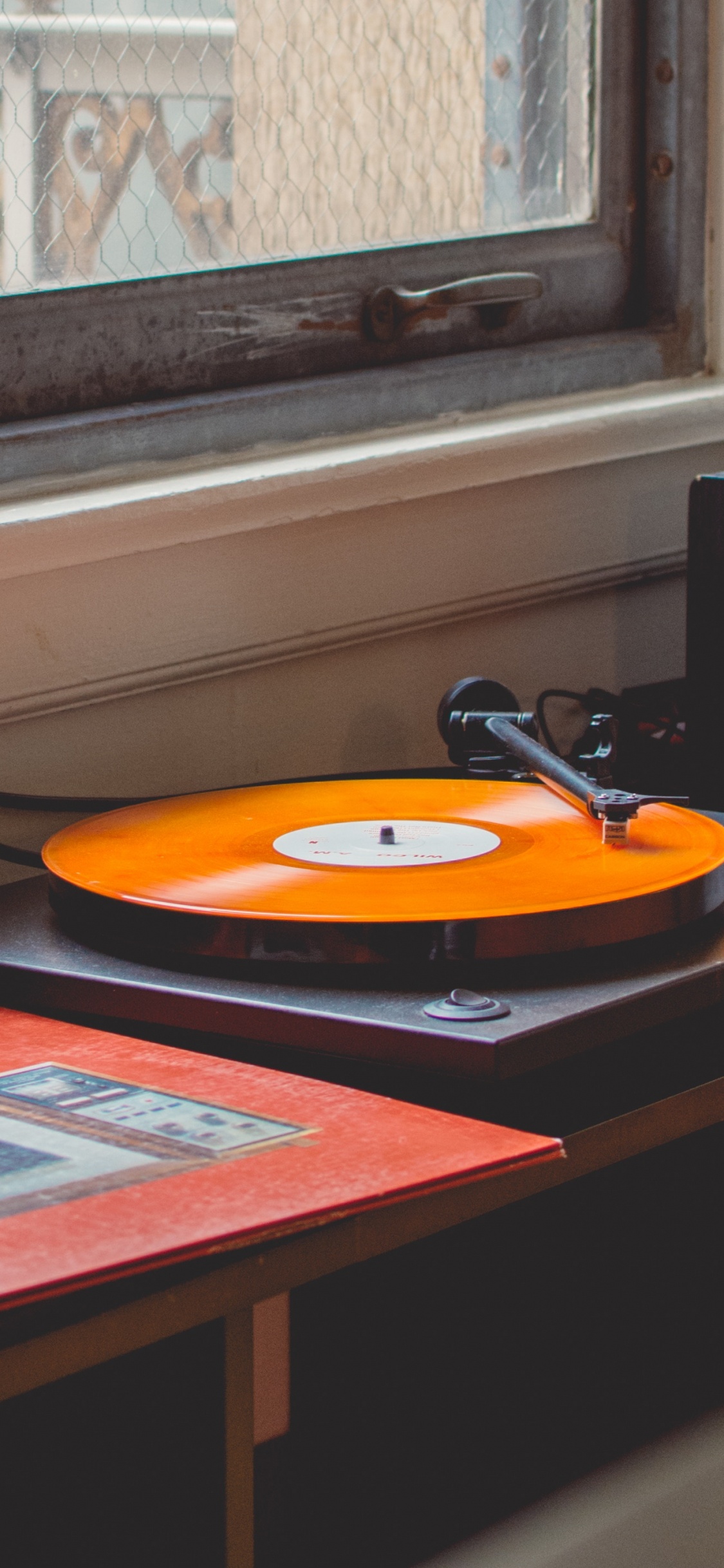 Phonograph Record, Turntable, Phonograph, Orange, Room. Wallpaper in 1125x2436 Resolution