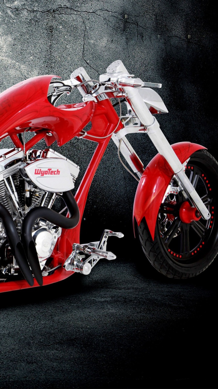 Red and Black Motorcycle on Gray Concrete Floor. Wallpaper in 720x1280 Resolution