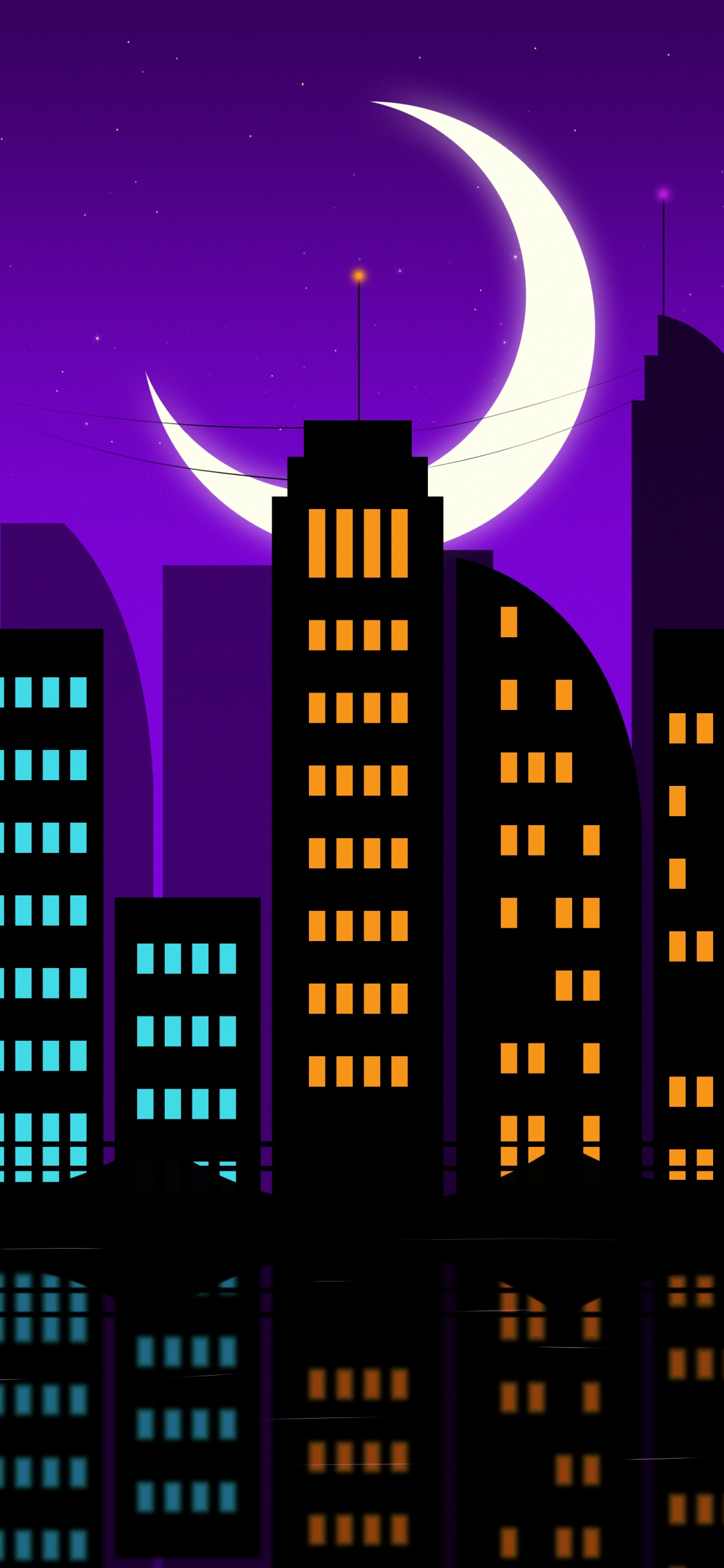 Urbe, Edificio, Luna, Luz, de la Media Luna. Wallpaper in 1125x2436 Resolution