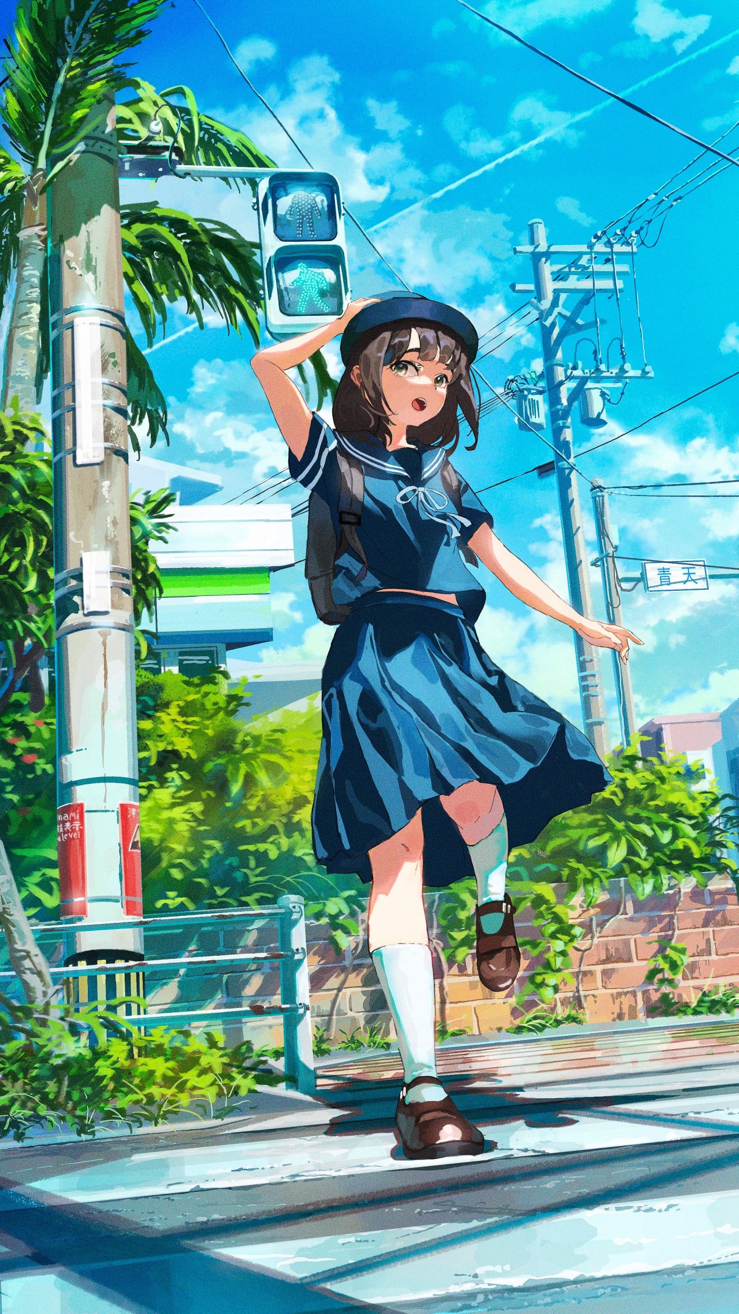 Anime, Arte, Azul, Azure, Vestido. Wallpaper in 1440x2560 Resolution