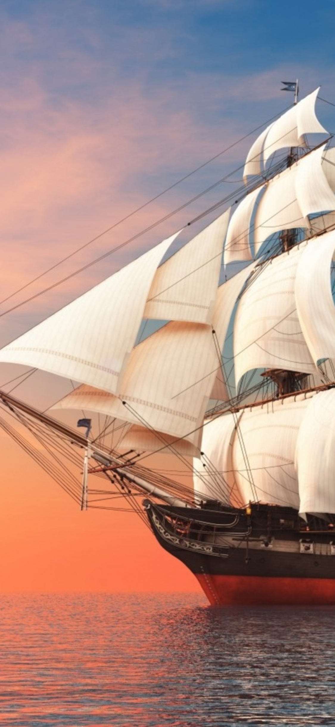 Brown and White Sail Ship on Sea During Daytime. Wallpaper in 1125x2436 Resolution