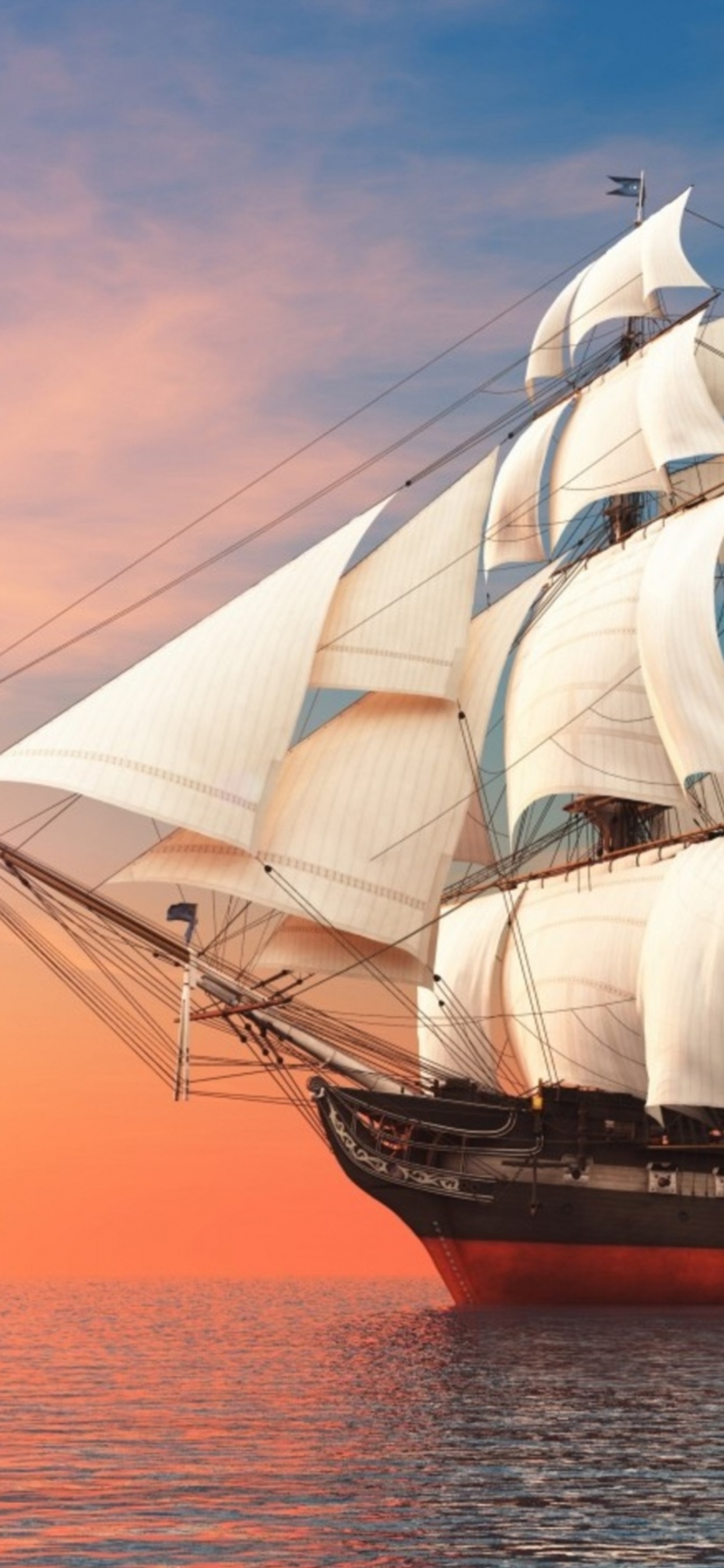 Brown and White Sail Ship on Sea During Daytime. Wallpaper in 1242x2688 Resolution