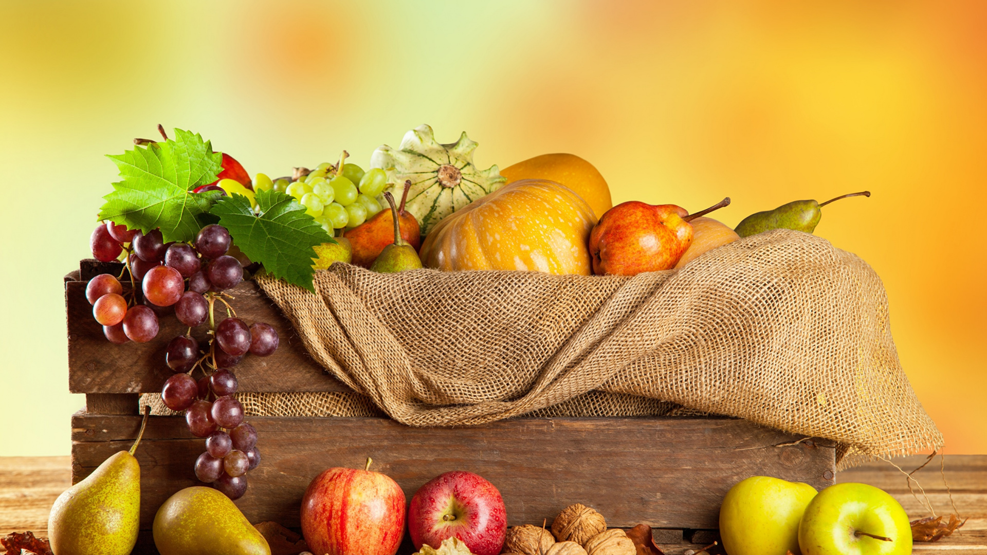 Green and Red Apples on Brown Basket. Wallpaper in 1920x1080 Resolution