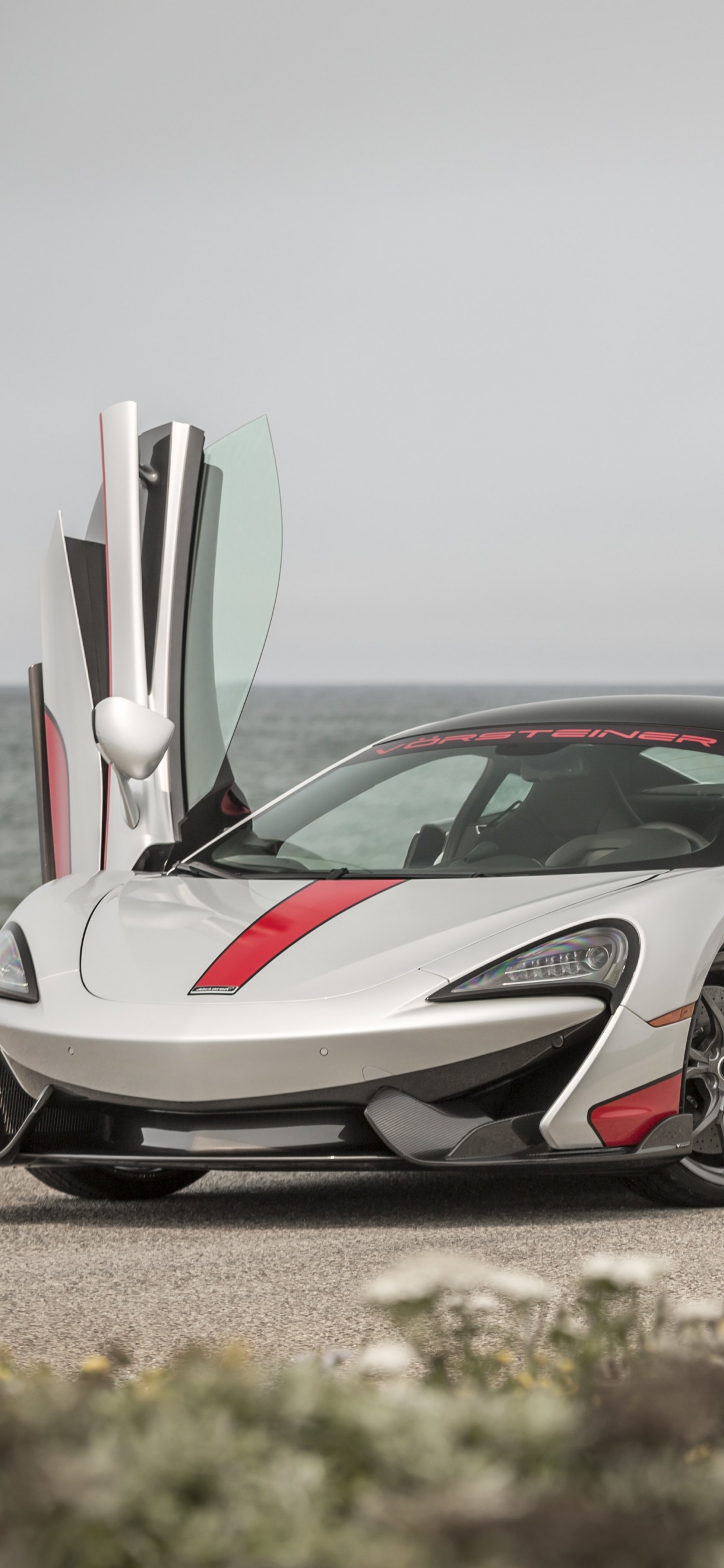 White and Red Porsche 911 on Beach Shore During Daytime. Wallpaper in 1242x2688 Resolution