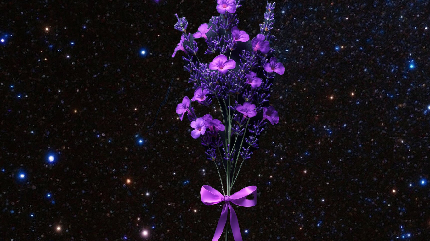 Dianthus, Pink, Lobelien, Nacht, Universum. Wallpaper in 1366x768 Resolution