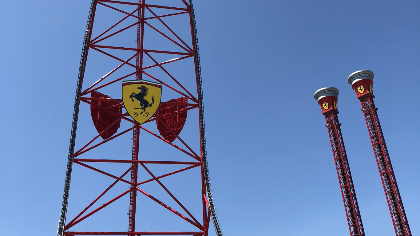 Roller Coaster, Ferris Wheel, Nature, Daytime, Infrastructure. Wallpaper in 1366x768 Resolution