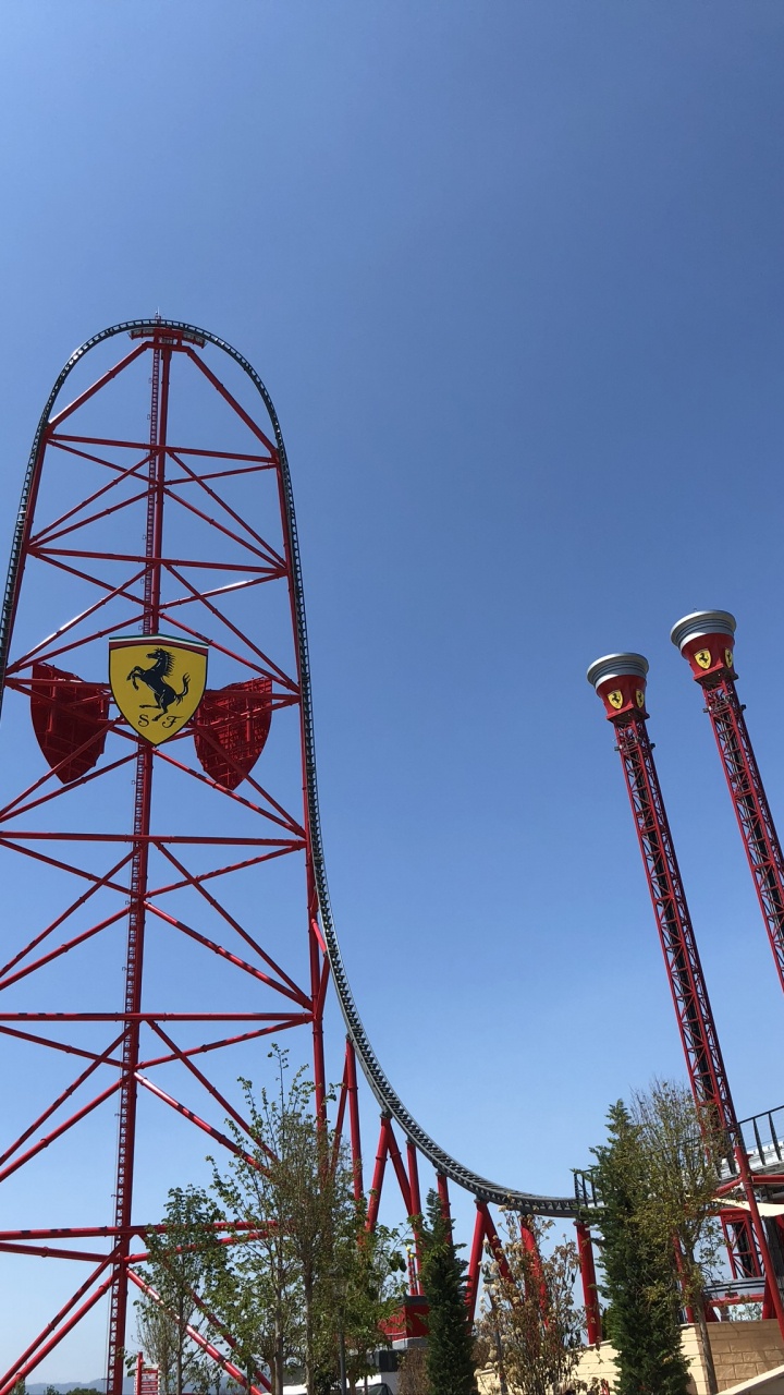 Roller Coaster, Ferris Wheel, Nature, Daytime, Infrastructure. Wallpaper in 720x1280 Resolution