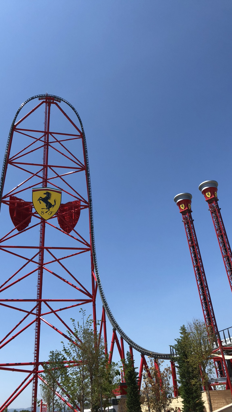 Roller Coaster, Ferris Wheel, Nature, Daytime, Infrastructure. Wallpaper in 750x1334 Resolution