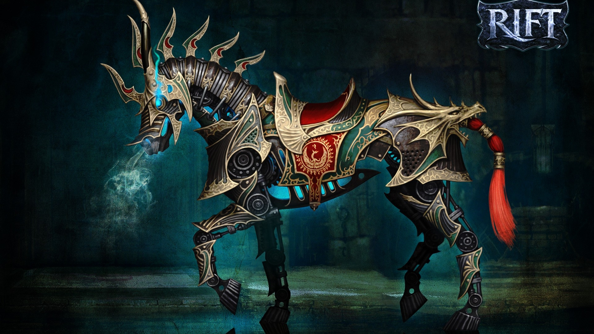 Ilustración de Dragón Rojo y Dorado. Wallpaper in 1920x1080 Resolution