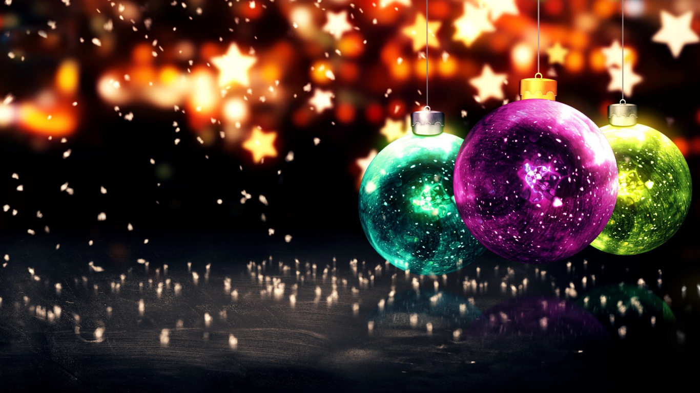 Christmas Day, Space, Christmas Decoration, Night, World. Wallpaper in 1366x768 Resolution