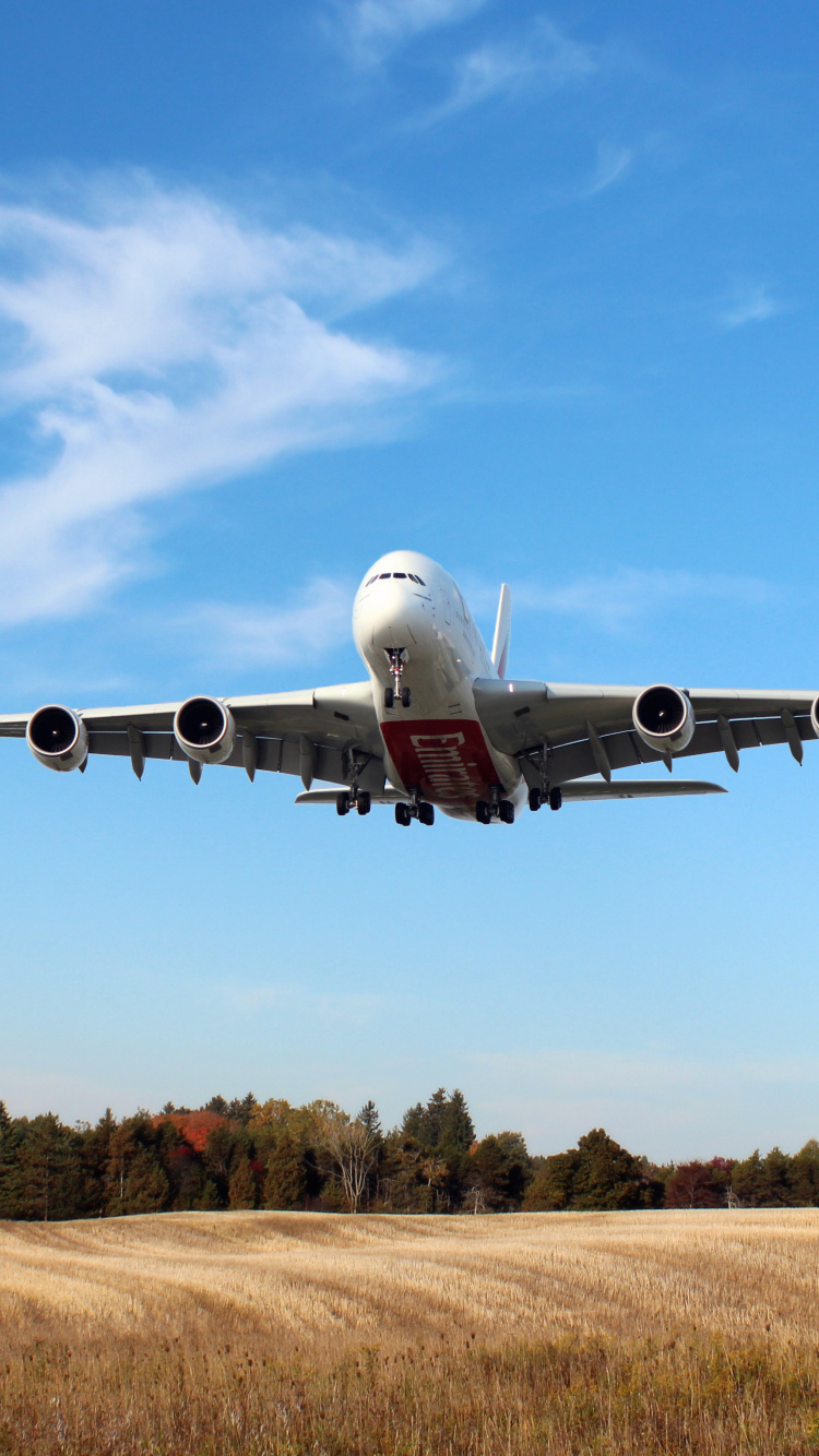 White and Blue Airplane Flying Over Brown Grass Field During Daytime. Wallpaper in 750x1334 Resolution
