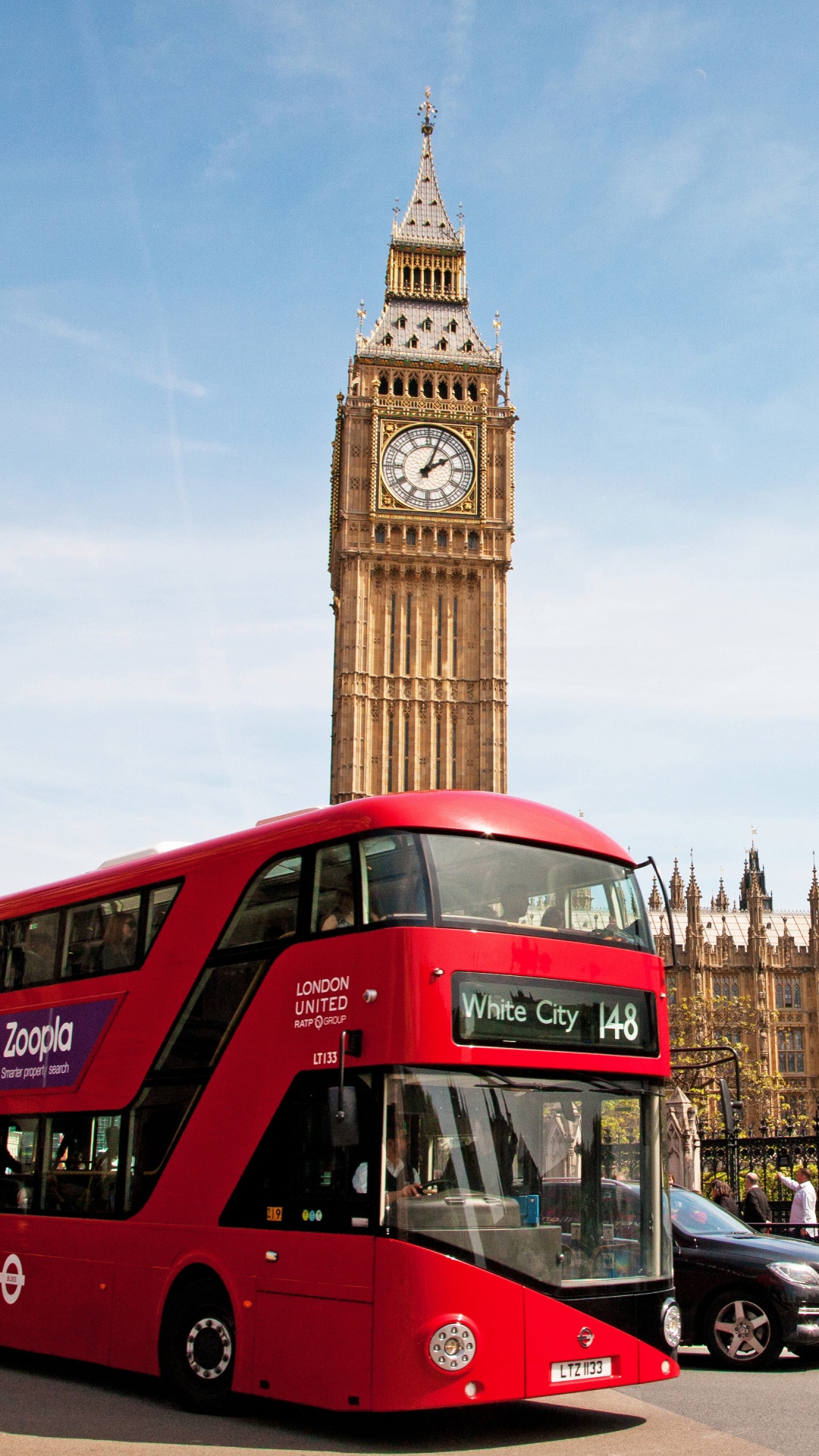 Red Double Decker Bus on Road Near Big Ben During Daytime. Wallpaper in 1080x1920 Resolution