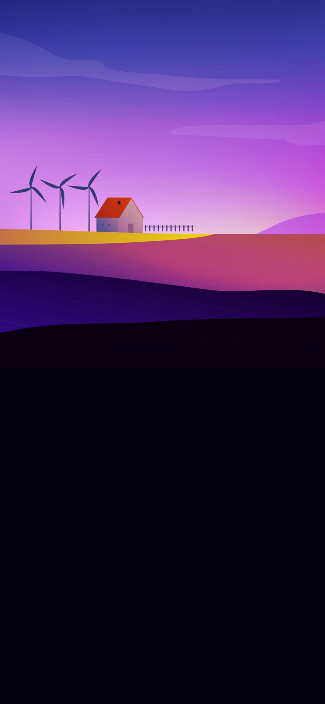 Ambiente, Morado, Molino, Paisaje Natural, Violeta. Wallpaper in 1125x2436 Resolution