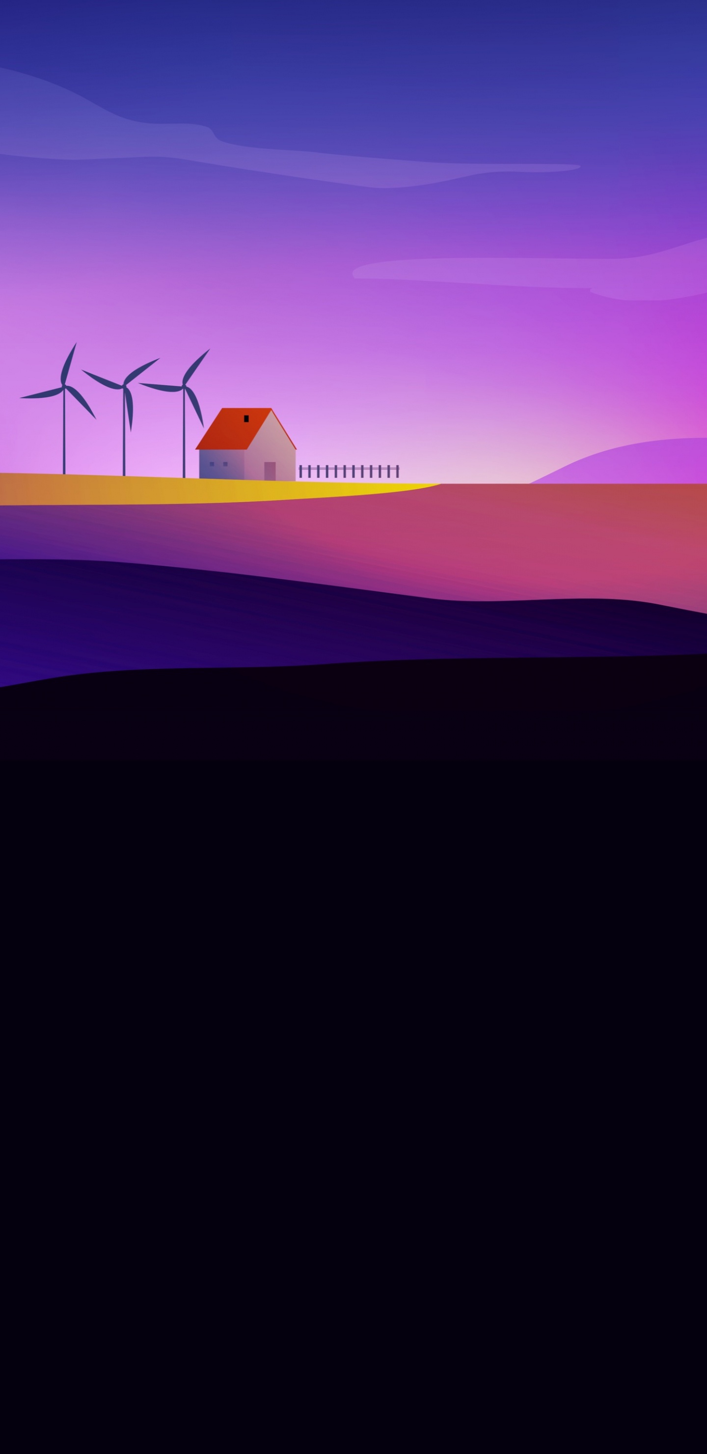 Ambiente, Morado, Molino, Paisaje Natural, Violeta. Wallpaper in 1440x2960 Resolution