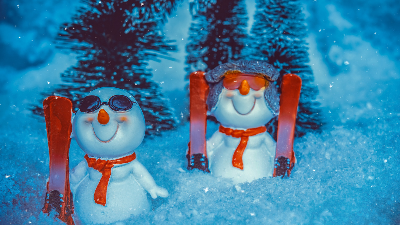 Einfrieren, Schneemann, Winter, Spaß, Erholung. Wallpaper in 1366x768 Resolution