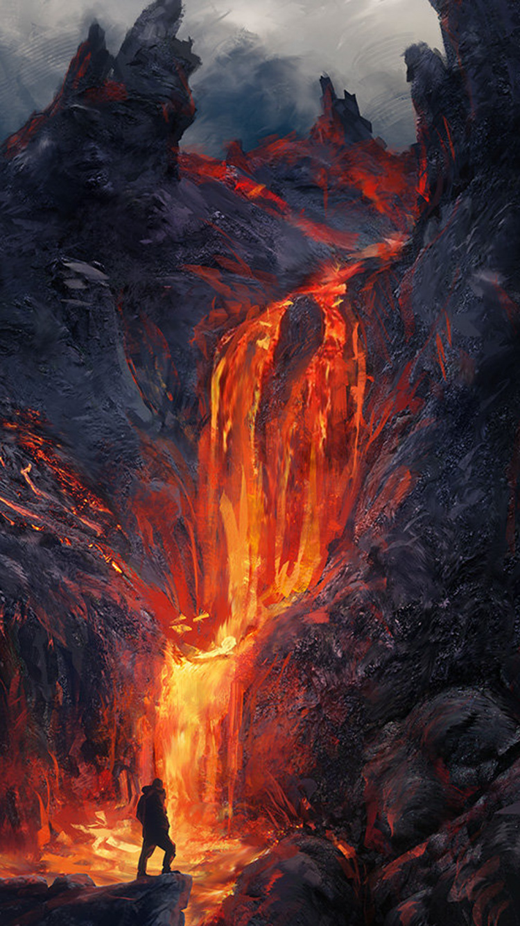 Volcan, Art du Paysage de Vénus, Sarrailh Sylvain, la Peinture de Paysage, Concept Art. Wallpaper in 750x1334 Resolution