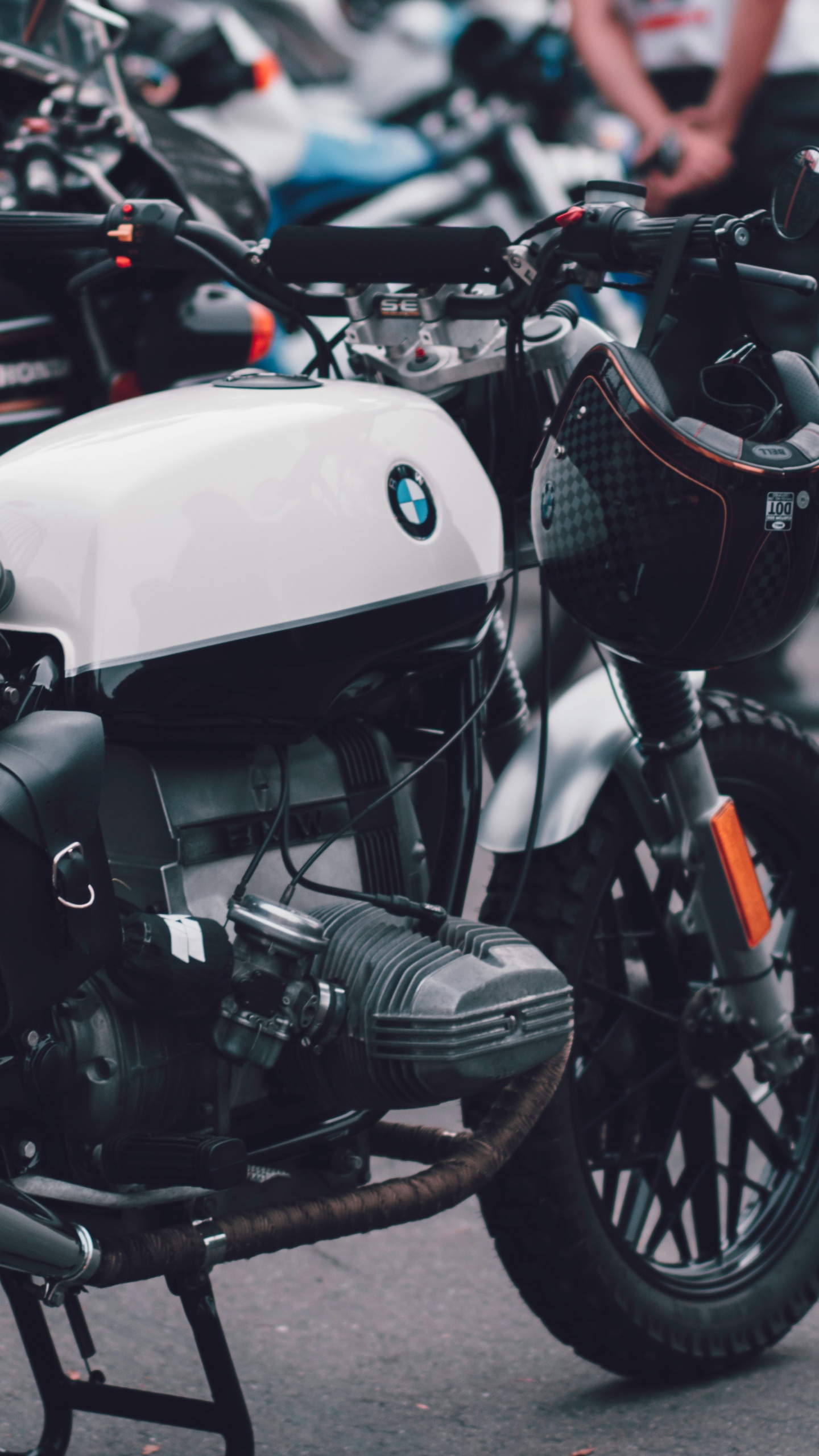 Black and White Motorcycle on Road During Daytime. Wallpaper in 1440x2560 Resolution