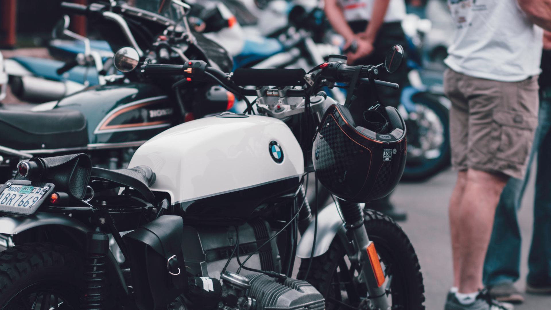 Black and White Motorcycle on Road During Daytime. Wallpaper in 1920x1080 Resolution