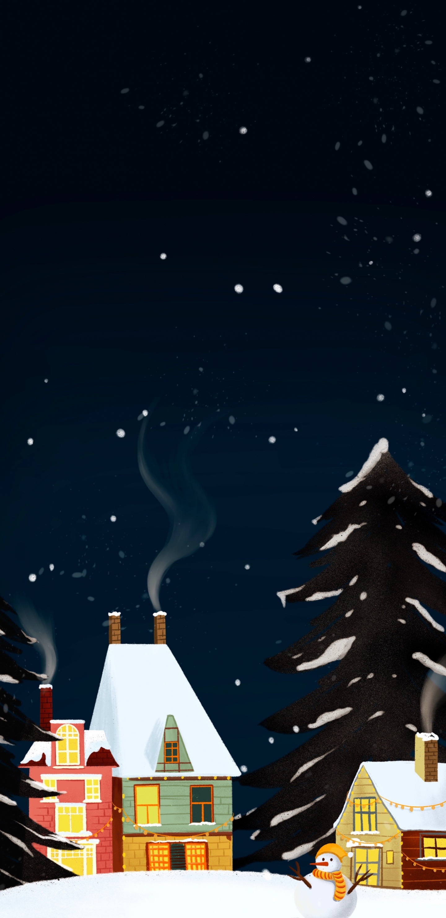 Nochevieja, Navidad, Invierno, Torre, Objeto Astronómico. Wallpaper in 1440x2960 Resolution