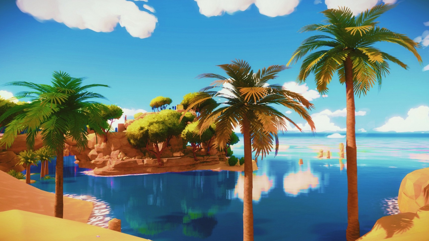 Green Palm Tree Near Body of Water During Daytime. Wallpaper in 1366x768 Resolution