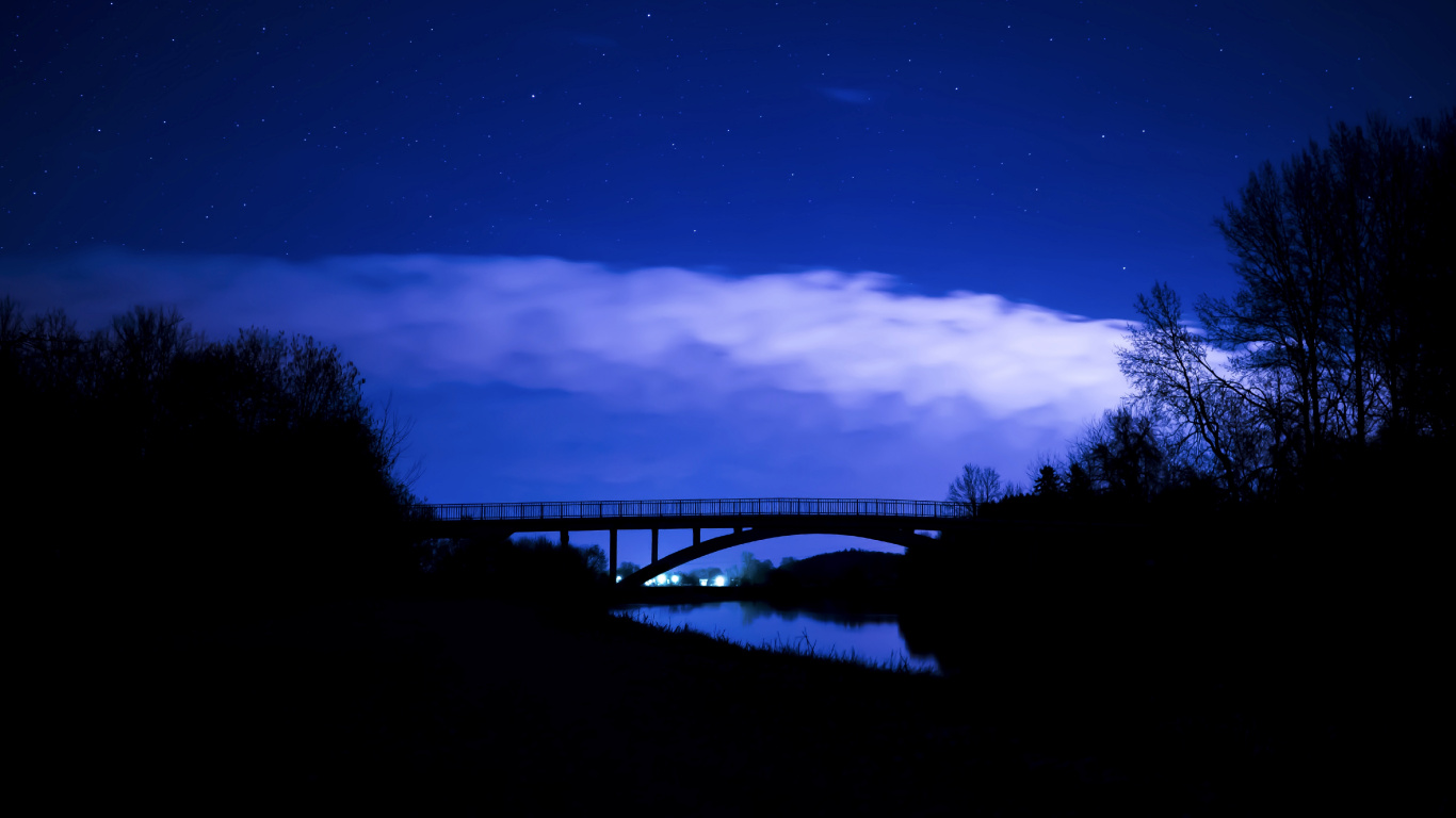Blau, Nacht, Natur, Cloud, Wasser. Wallpaper in 1366x768 Resolution