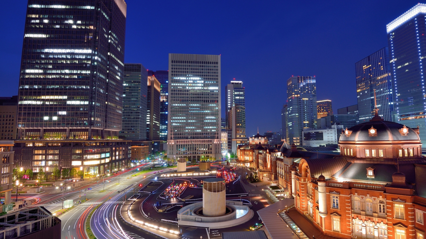 Time Lapse Photography of City During Night Time. Wallpaper in 1366x768 Resolution