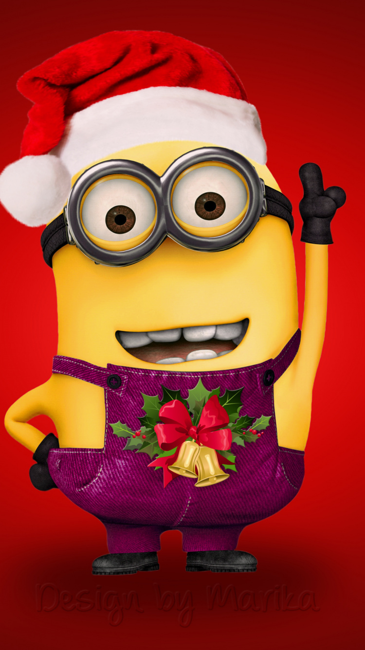 Minion Con Sombrero de Santa Ilustración. Wallpaper in 750x1334 Resolution
