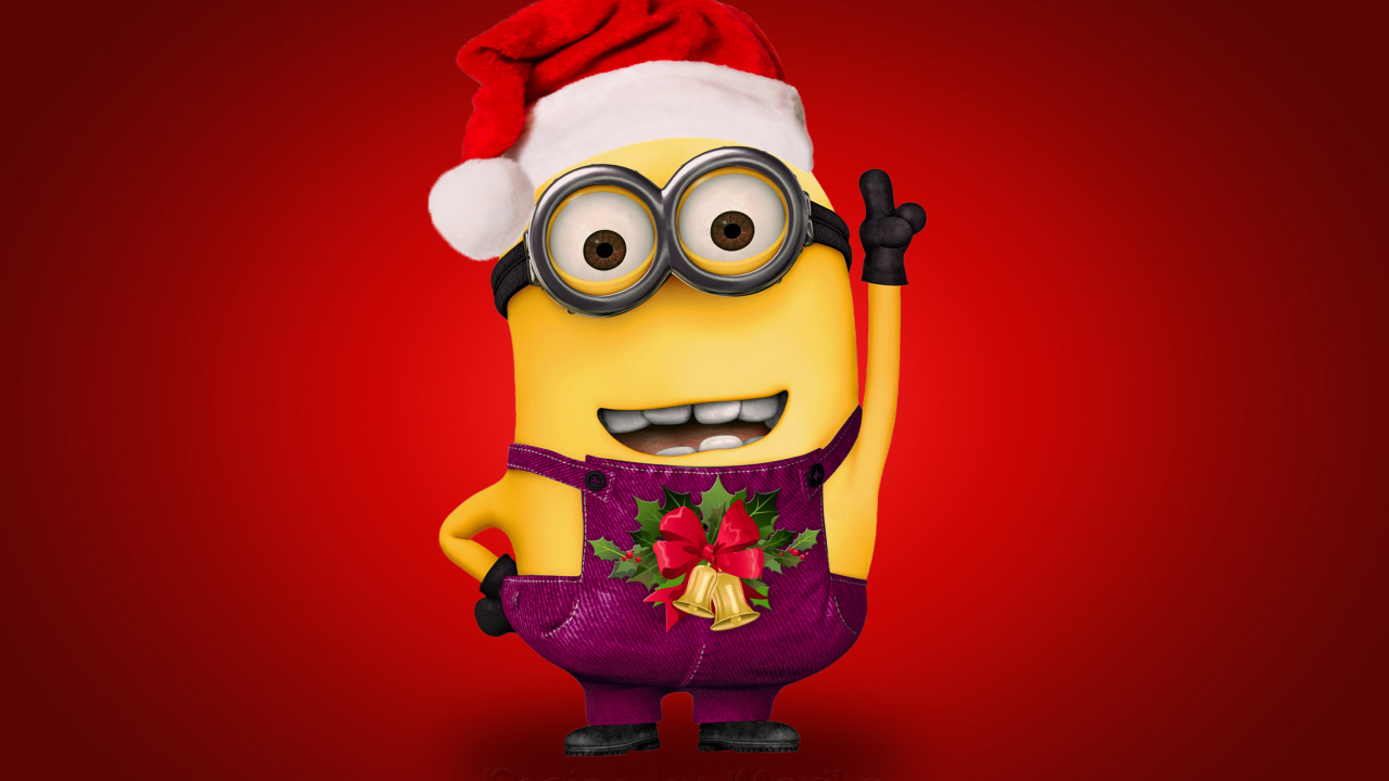 Minion Portant Une Illustration de Bonnet de Noel. Wallpaper in 1280x720 Resolution