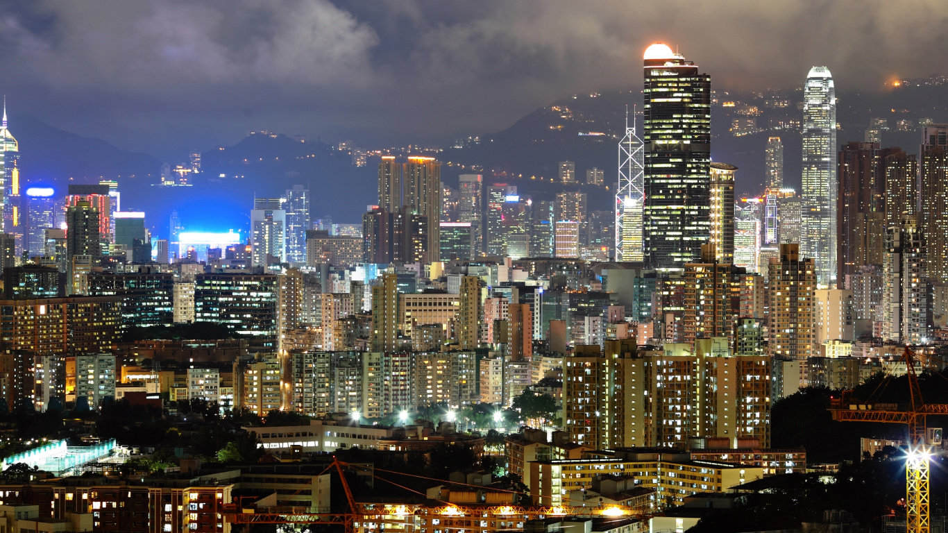 香港, 城市景观, 城市, 大都会, 天际线 壁纸 1366x768 允许