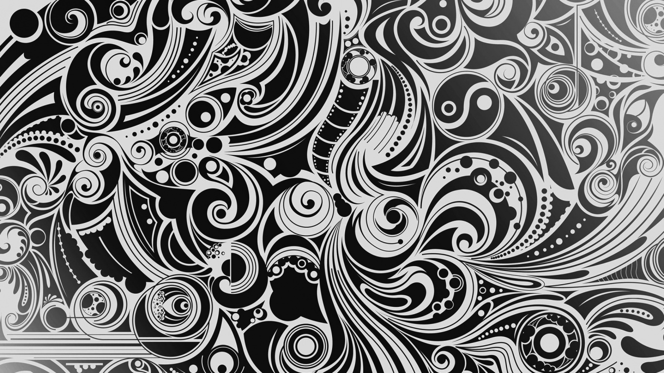 Patrón de Círculo Blanco y Negro. Wallpaper in 1366x768 Resolution