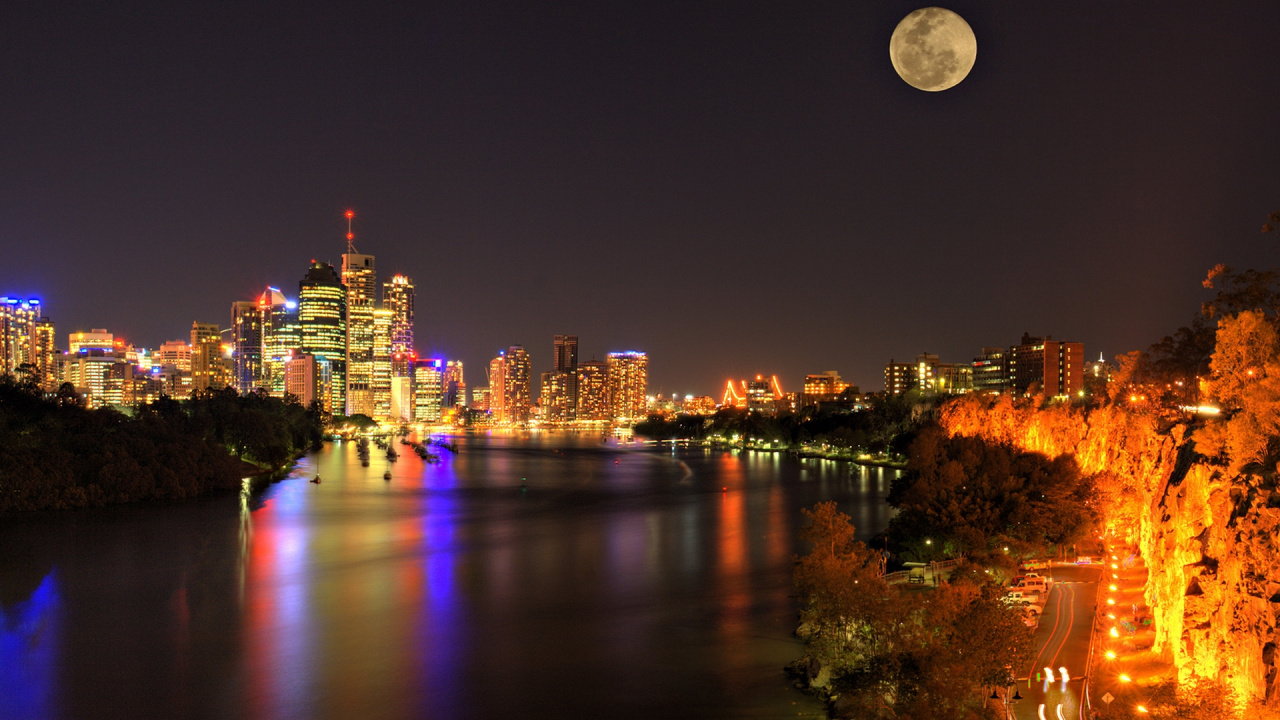 City Skyline During Night Time. Wallpaper in 1280x720 Resolution