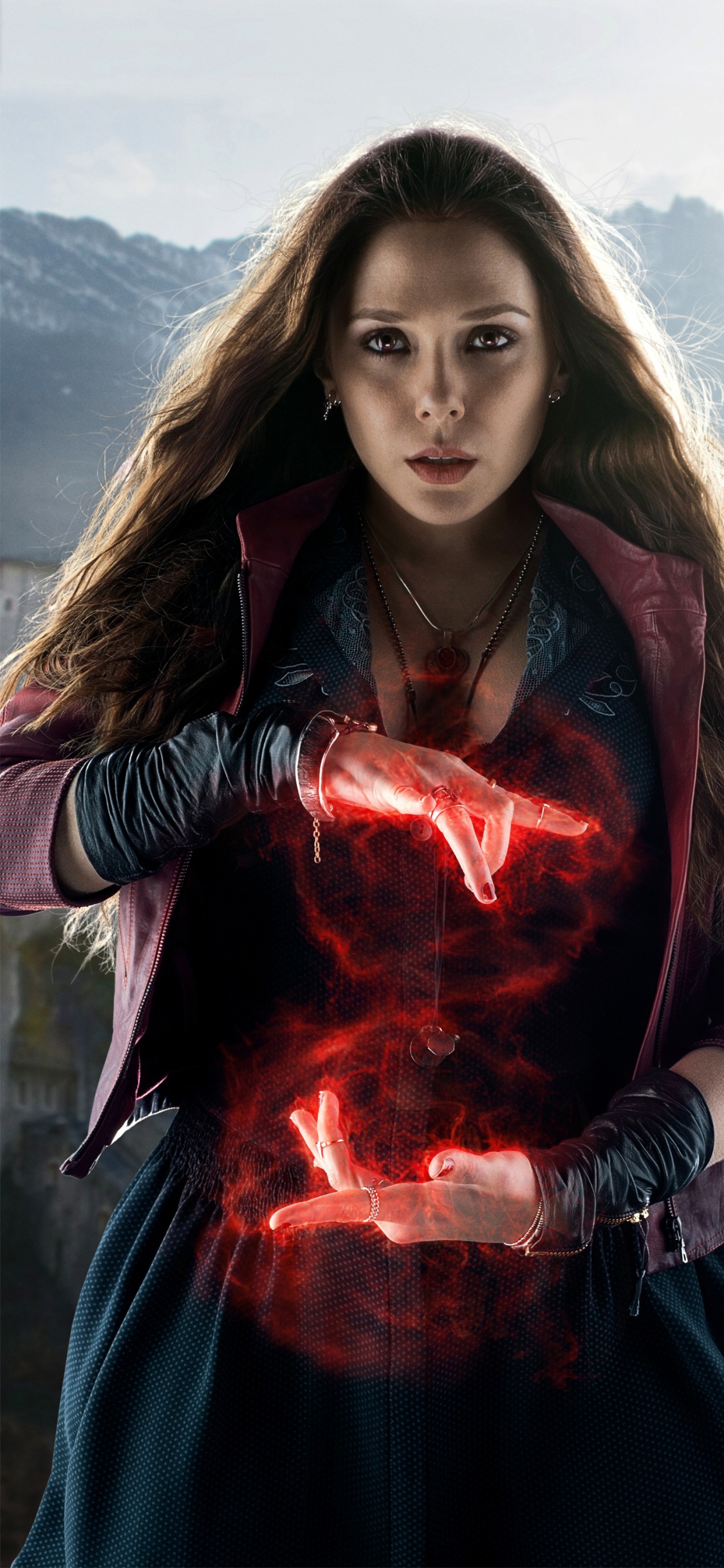 Elizabeth Olsen, Avengers Age of Ultron, Wanda Maximoff, Pietro Maximoff, Ultron. Wallpaper in 1125x2436 Resolution