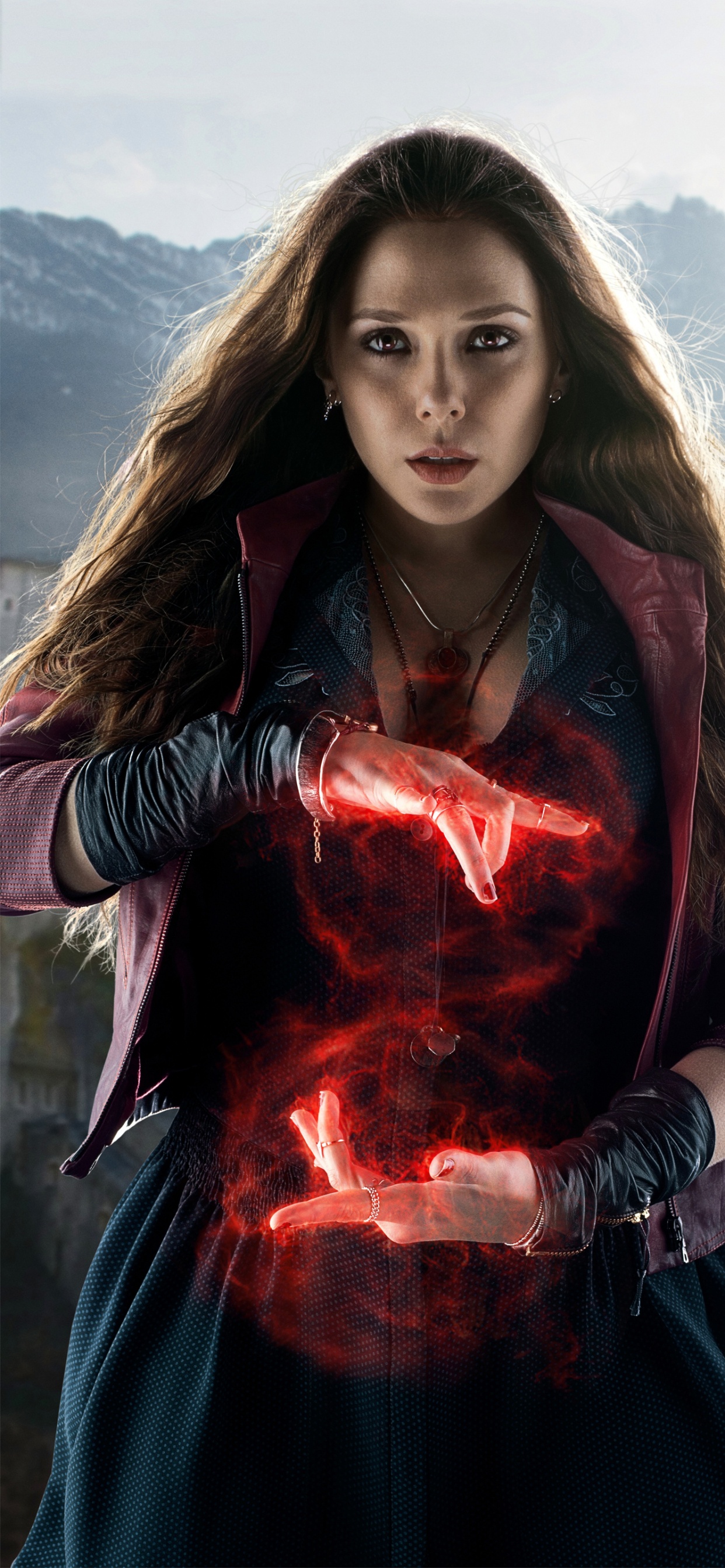 Elizabeth Olsen, Avengers Age of Ultron, Wanda Maximoff, Pietro Maximoff, Ultron. Wallpaper in 1242x2688 Resolution