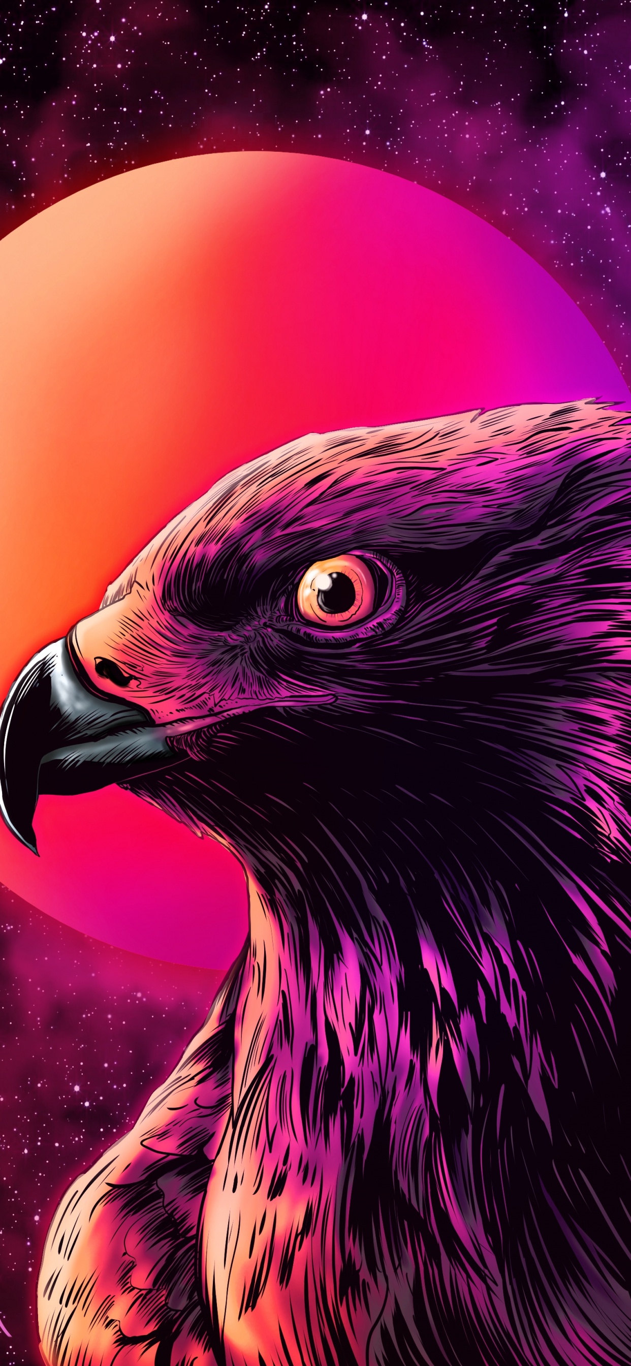Peinture D'oiseau Violet et Jaune. Wallpaper in 1242x2688 Resolution
