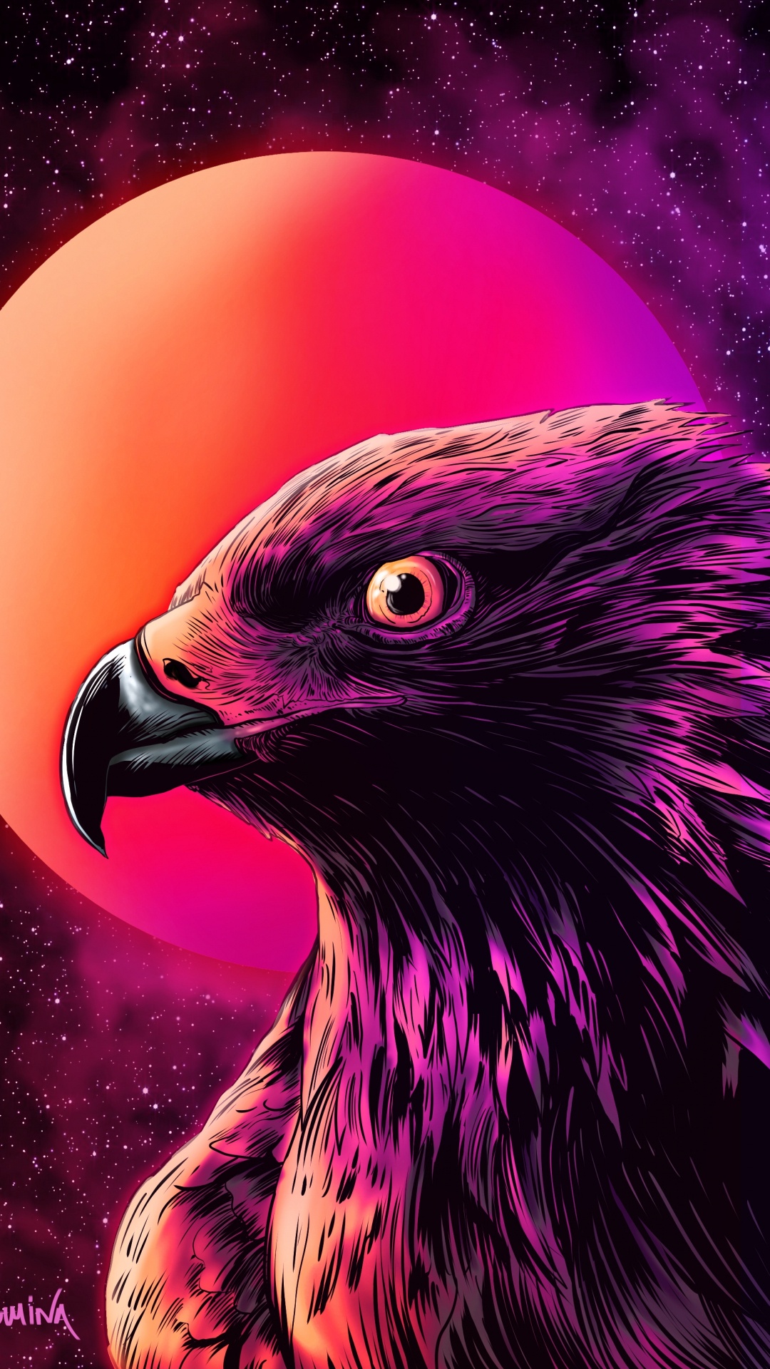 Pintura de Pájaro Morado y Amarillo. Wallpaper in 1080x1920 Resolution