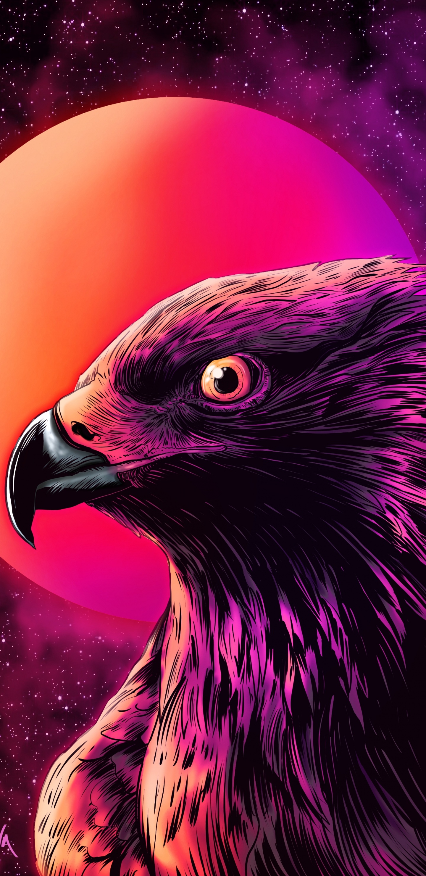 Pintura de Pájaro Morado y Amarillo. Wallpaper in 1440x2960 Resolution