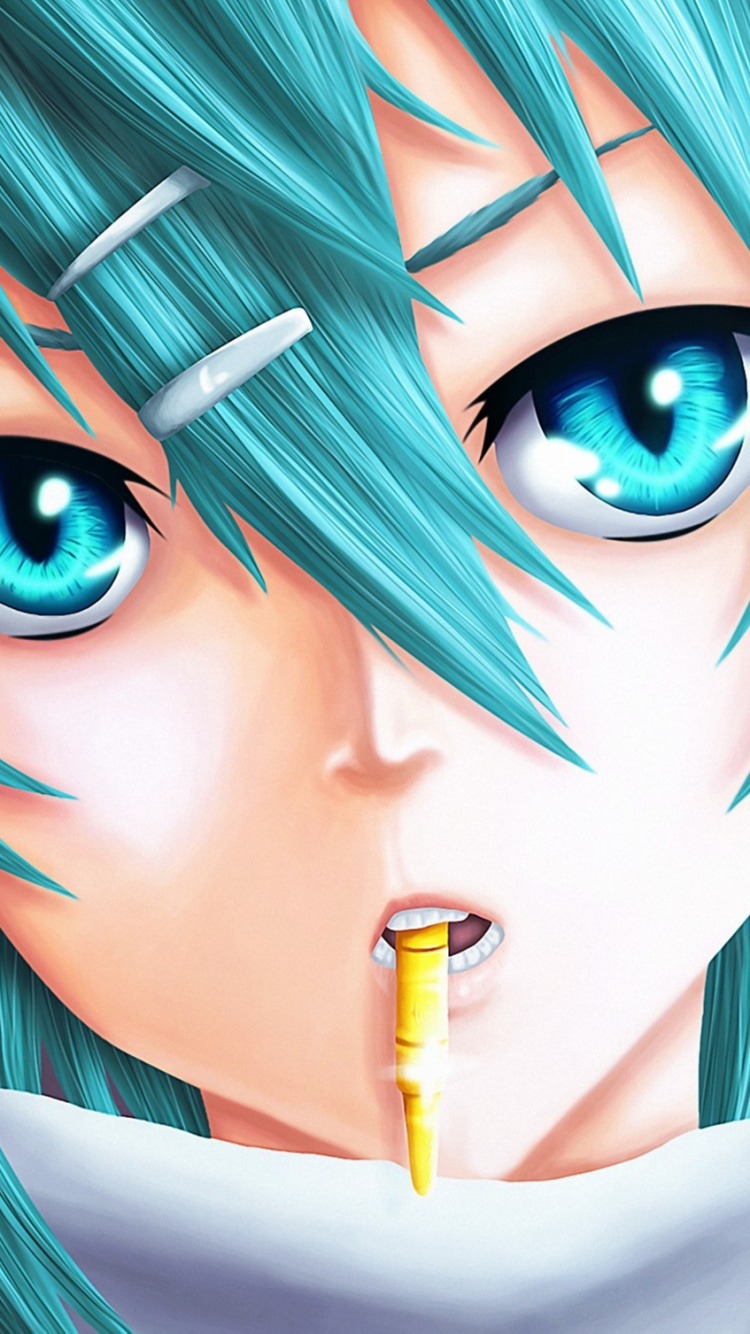 Mujer de Pelo Azul Con Ojos Azules Ilustración. Wallpaper in 750x1334 Resolution