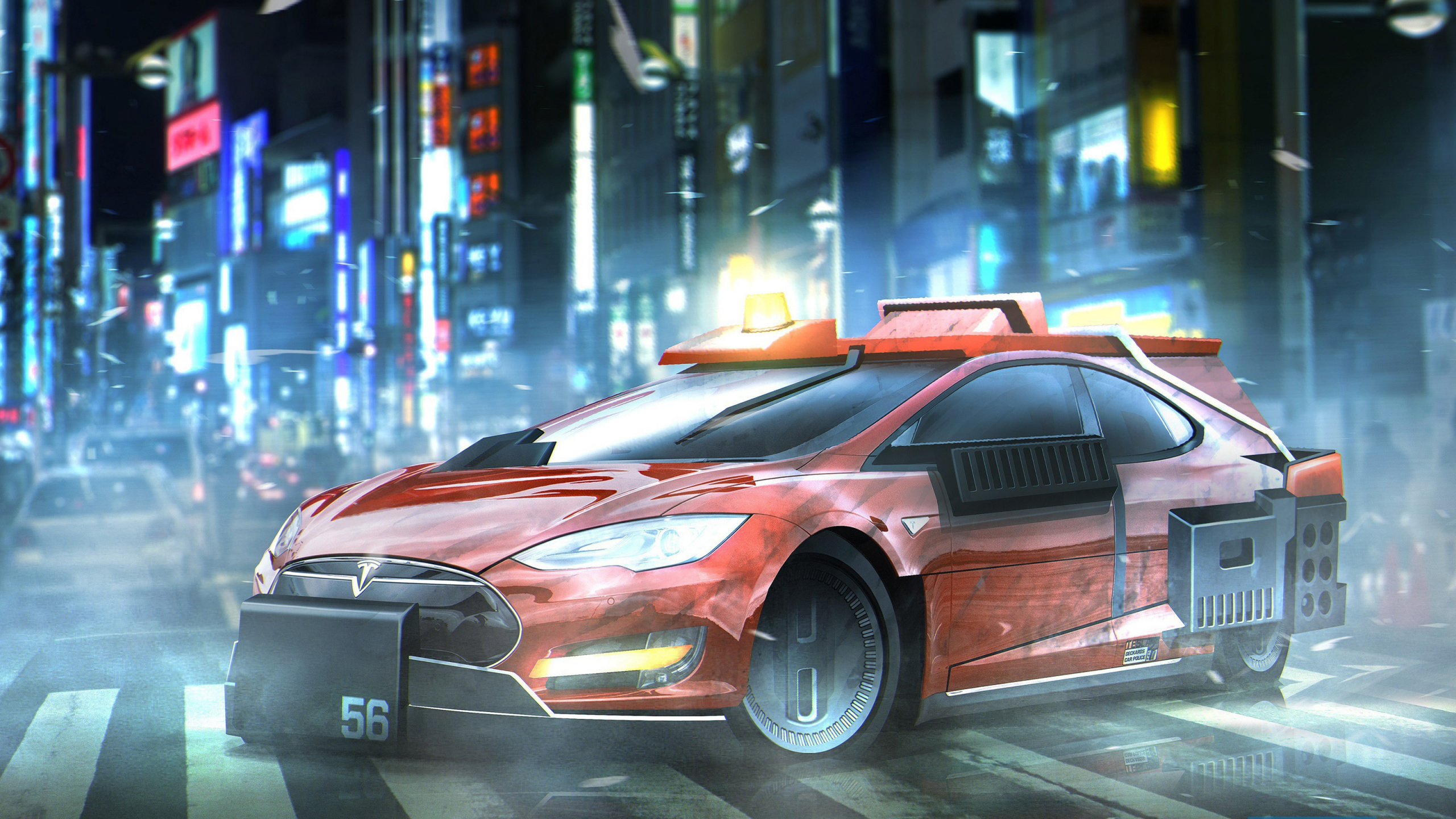 Red Porsche 911 on Road During Night Time. Wallpaper in 2560x1440 Resolution