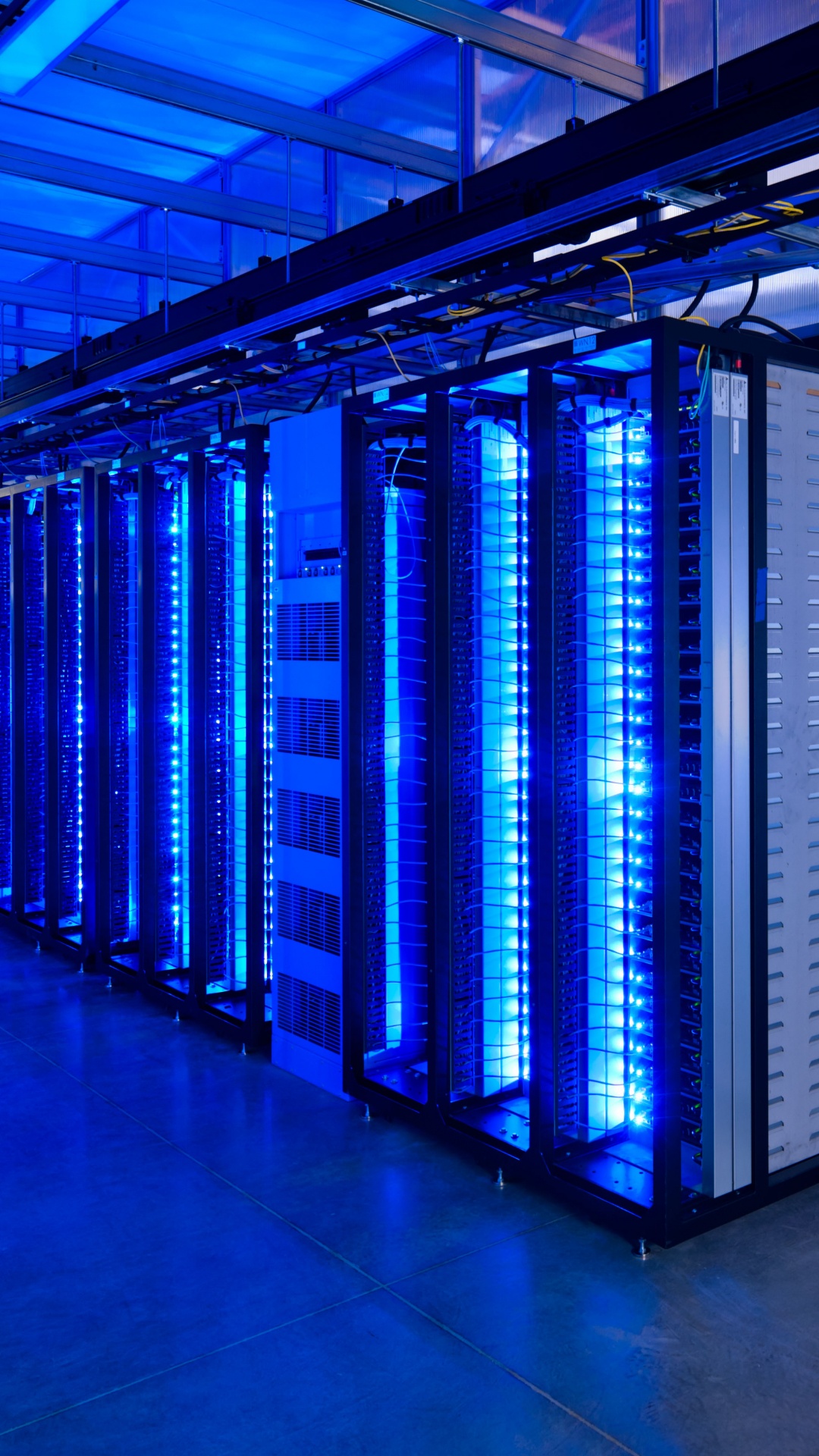 云计算, 数据中心, 光, 电蓝色的, 结构 壁纸 1080x1920 允许