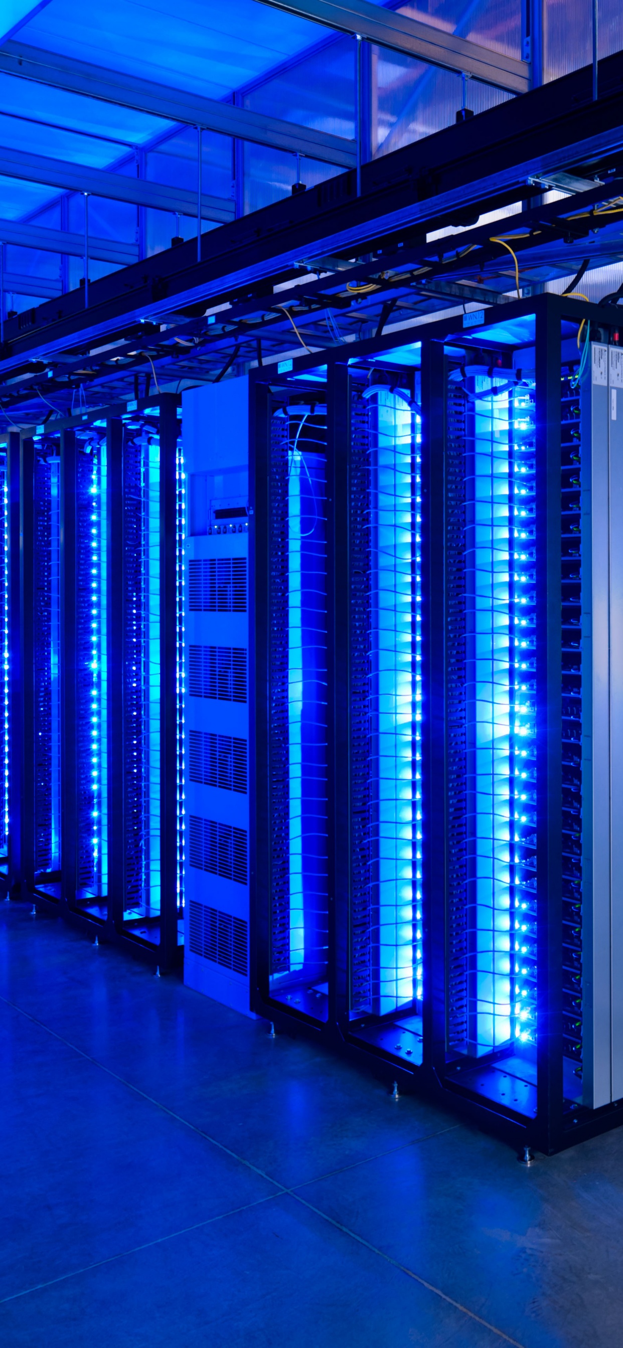 云计算, 数据中心, 光, 电蓝色的, 结构 壁纸 1242x2688 允许