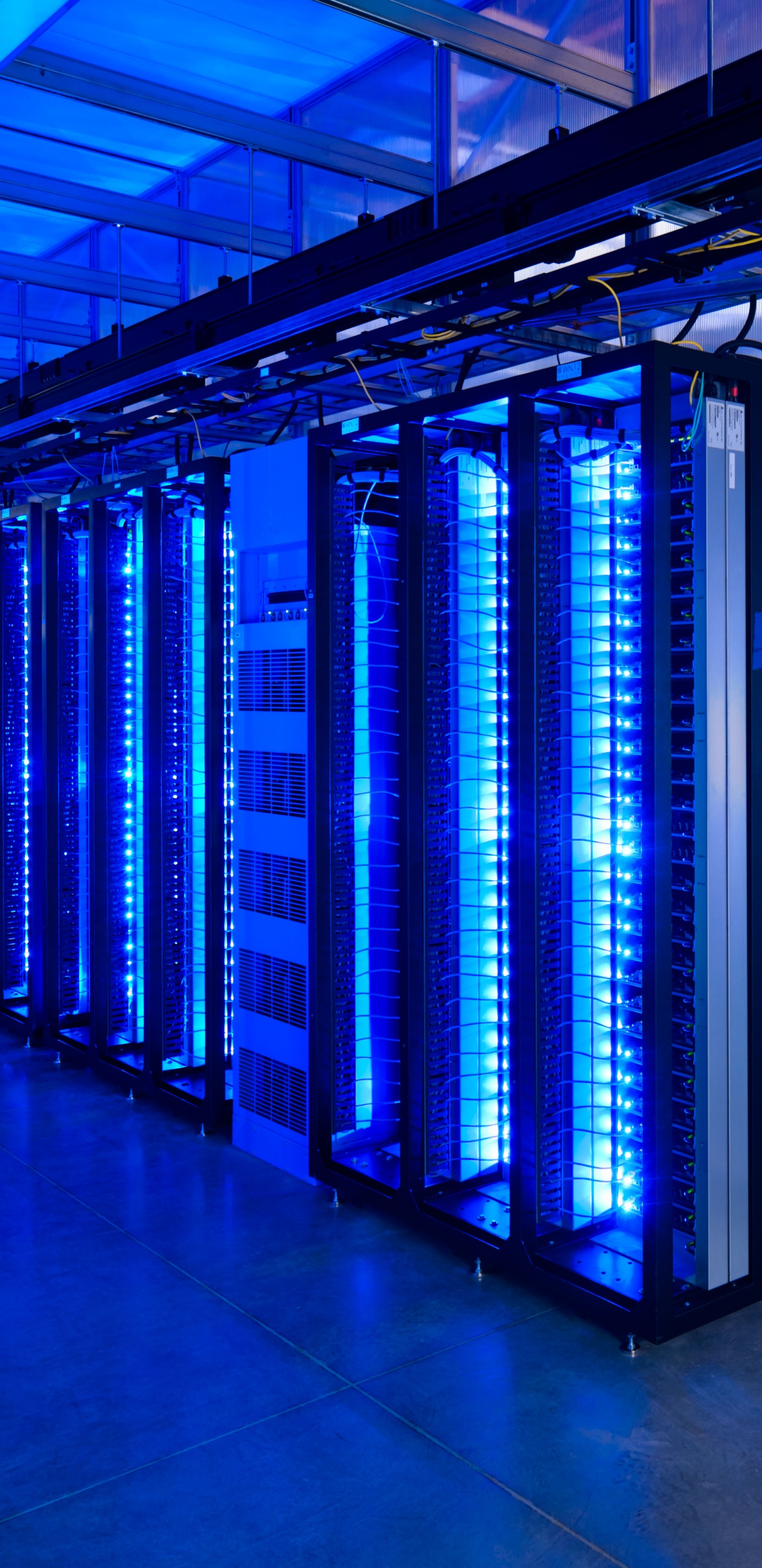 云计算, 数据中心, 光, 电蓝色的, 结构 壁纸 1440x2960 允许
