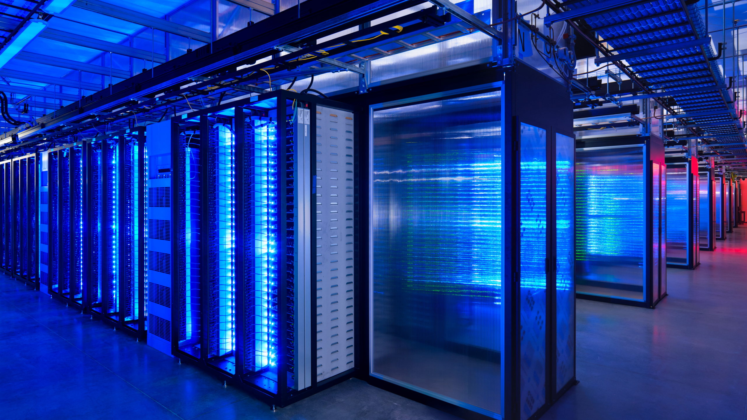 云计算, 数据中心, 光, 电蓝色的, 结构 壁纸 2560x1440 允许