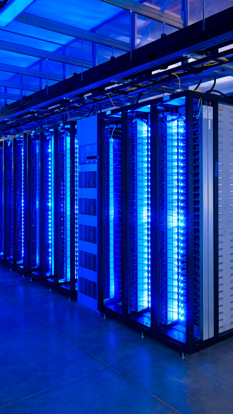 云计算, 数据中心, 光, 电蓝色的, 结构 壁纸 750x1334 允许