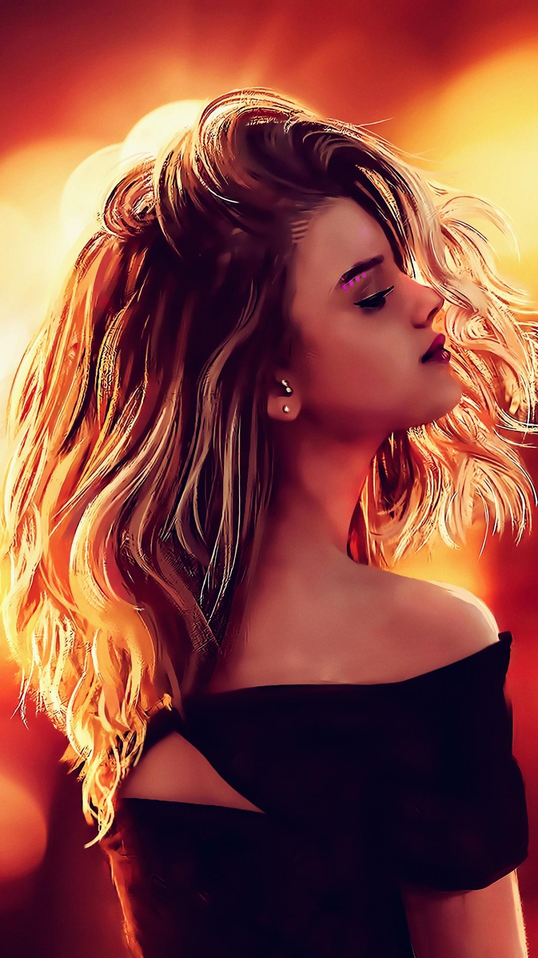 Mujer en Negro Fuera Del Hombro. Wallpaper in 1080x1920 Resolution