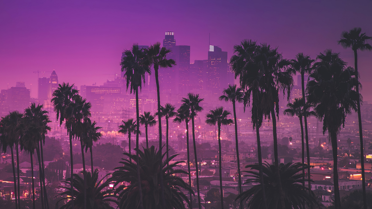 Los Angeles, Die Innenstadt Von Los Angeles, Atmosphäre, Cloud, Afterglow. Wallpaper in 1280x720 Resolution