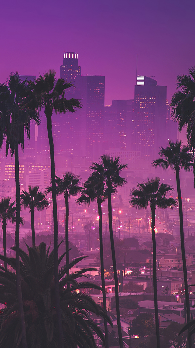 Los Angeles, Die Innenstadt Von Los Angeles, Atmosphäre, Cloud, Afterglow. Wallpaper in 750x1334 Resolution