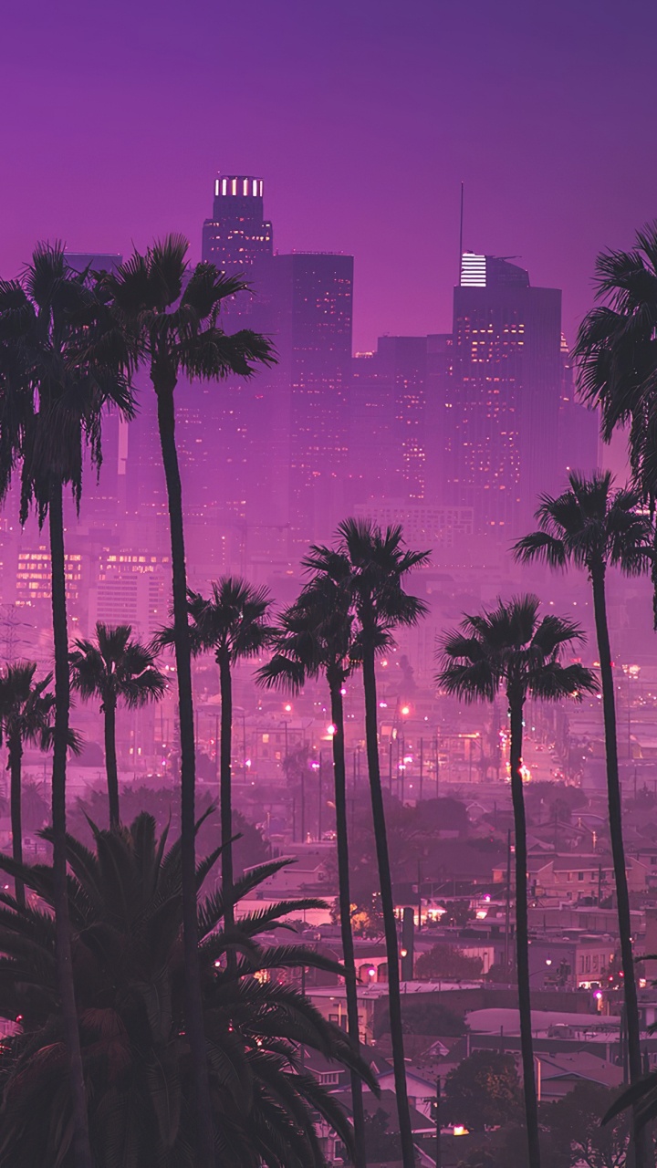 Los Angeles, Downtown Los Angeles, Atmosphere, Cloud, Afterglow. Wallpaper in 720x1280 Resolution