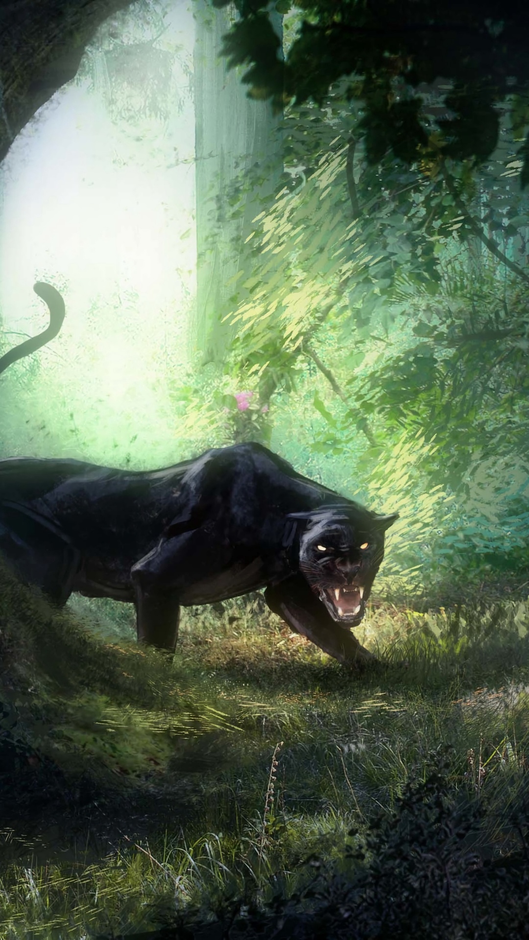 林地, 扇子的艺术, 艺术家, 幻想, 老虎 壁纸 1080x1920 允许