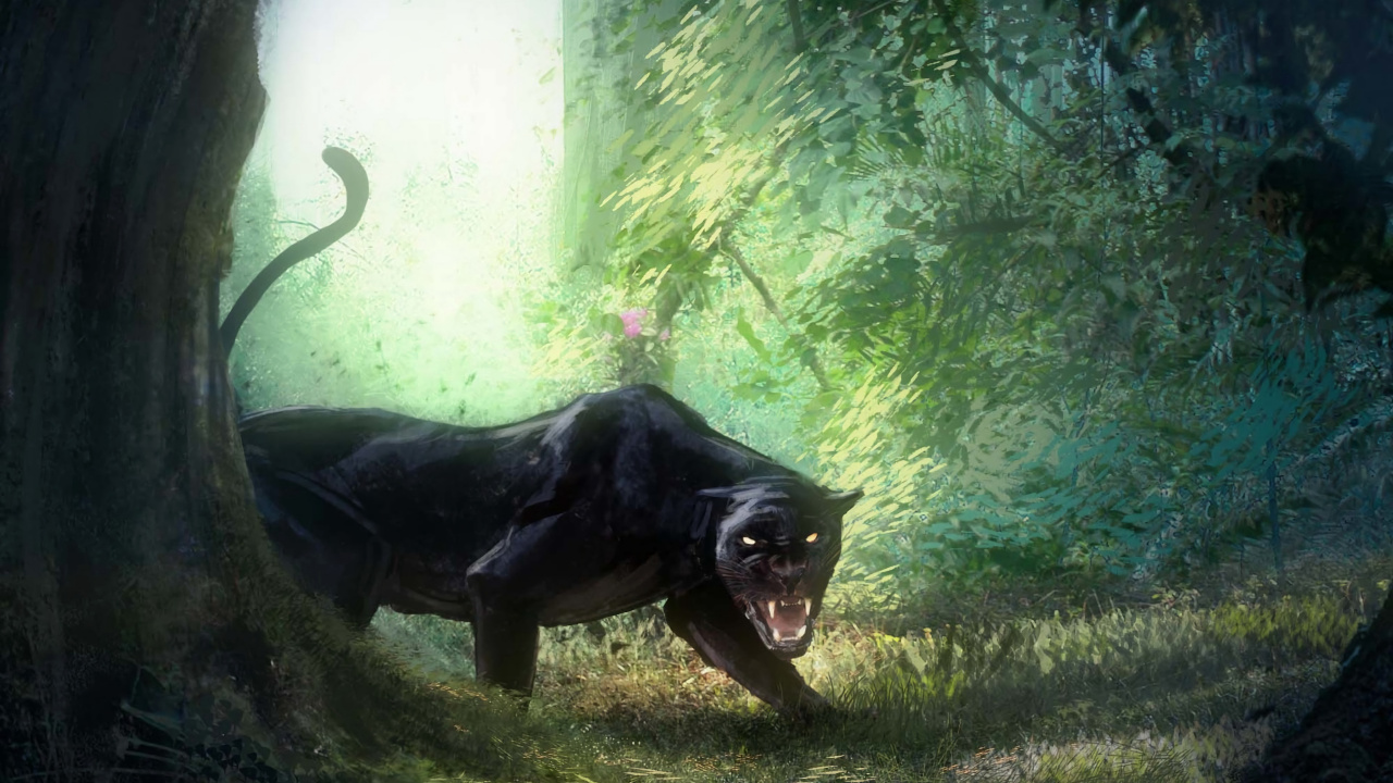 林地, 扇子的艺术, 艺术家, 幻想, 老虎 壁纸 1280x720 允许