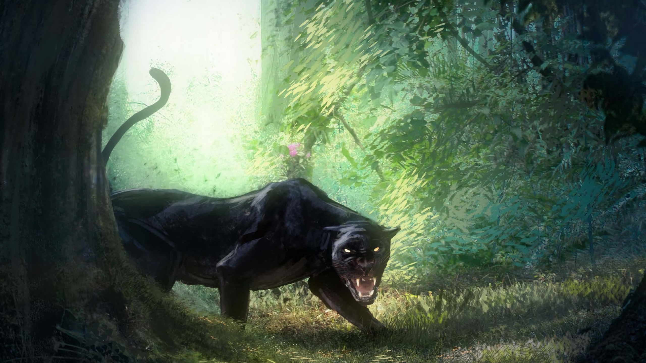 林地, 扇子的艺术, 艺术家, 幻想, 老虎 壁纸 2560x1440 允许